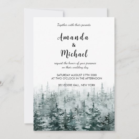 Invitation minimaliste à un mariage d'hiver (Devant)