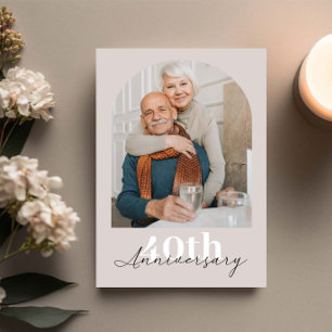 Invitation Minimaliste Arche Beige 40e anniversaire de mariag