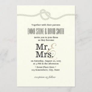 Invitation Minimaliste attachant le mariage nautique de noeud