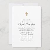 Invitation Minimaliste avec Faux Gold Cross (Devant)