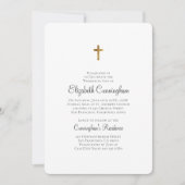 Invitation Minimaliste avec Faux Gold Cross (Devant)