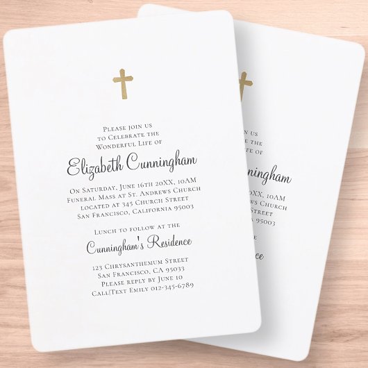 Invitation Minimaliste avec Faux Gold Cross