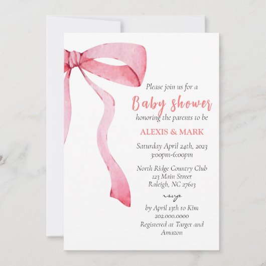 Invitation minimaliste baby shower (Devant)