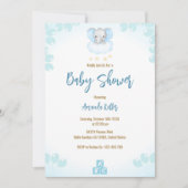 Invitation minimaliste Baby shower bébé éléphant (Devant)