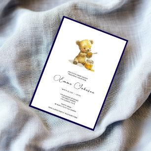 Invitation minimaliste Baby shower d'ours au miel
