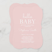 Invitation minimaliste Baby shower fille (Devant / Derrière)