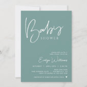 Invitation minimaliste Baby shower turquoise (Devant)