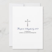 Invitation minimaliste Baptême Garçon Rosaire Bleu (Dos)