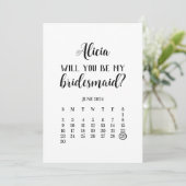 Invitation Minimaliste Be My Bridesmaid Calendrier Propositio (Debout devant)