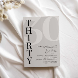 Invitation minimaliste Beige 30e anniversaire de f