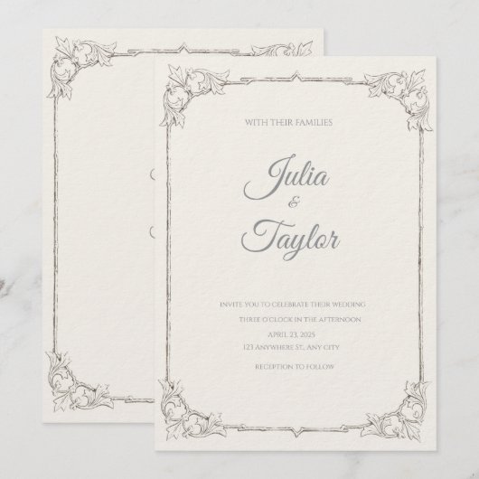 Invitation Minimaliste Beige Clair (Devant / Derrière)