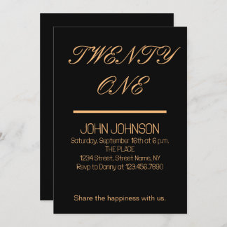 Invitation Minimaliste Black And Gold 21e annivers