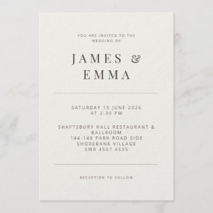 Invitation Minimaliste Blanc Chaud