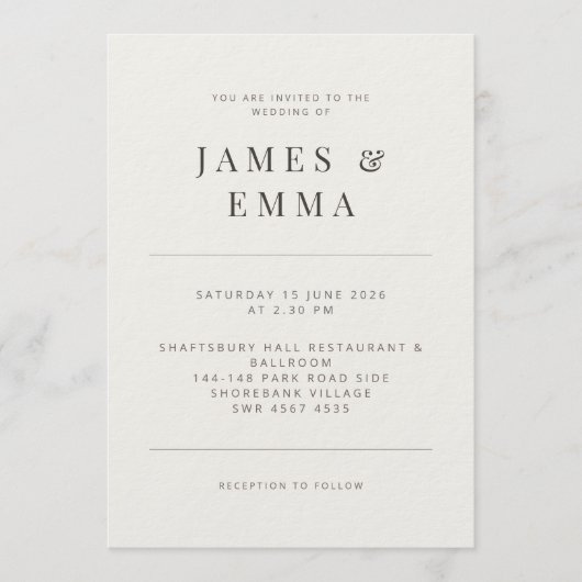 Invitation Minimaliste | Blanc Chaud (Devant)
