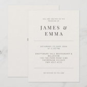 Invitation Minimaliste | Blanc Chaud (Devant / Derrière)