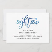 Invitation Minimaliste Blue Foil 18e anniversaire (Devant)
