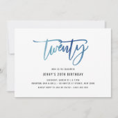 Invitation Minimaliste Blue Foil 20e anniversaire (Devant)