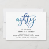 Invitation Minimaliste Blue Foil 80e anniversaire (Devant)