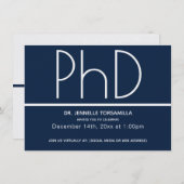 Invitation Minimaliste Blue Virtual Docduation Party (Devant / Derrière)