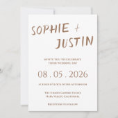 Invitation Minimaliste Boho Élégant Écriture Mariage (Devant)