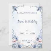 Invitation Minimaliste boho floral anniversaire  (Devant)