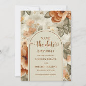 Invitation Minimaliste Boho Orange Brûlé Sage Enregistrer La  (Devant)