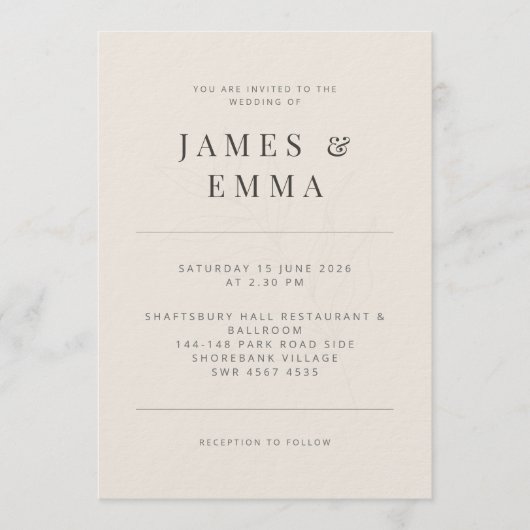 Invitation minimaliste botanique beige doux (Devant)