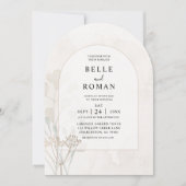Invitation Minimaliste Botanique Beige & Or (Devant)