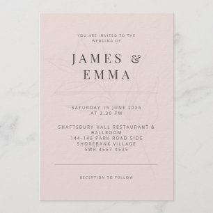 Invitation Minimaliste Botanique Douceur Rose
