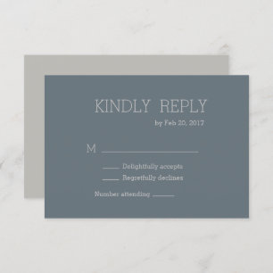 Invitation minimaliste chic moderne bleu gris mariage rsvp