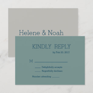 Invitation minimaliste chic moderne bleu vert mariage rsvp