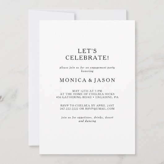Invitation Minimaliste classique Célébrons l'invitation (Devant)