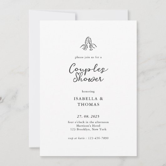 Invitation Minimaliste Couples Douche (Devant)