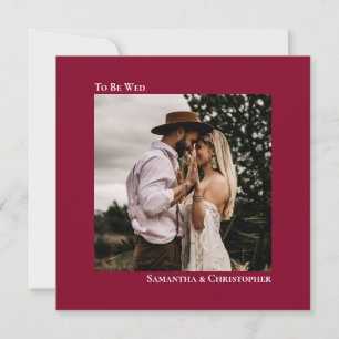 Invitation Minimaliste Cranberry Red Chic Carré Photo Mariage