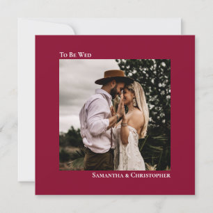 Invitation Minimaliste Cranberry Red Chic Carré Photo Mariage