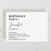 Invitation minimaliste d'anniversaire (Devant / Derrière)