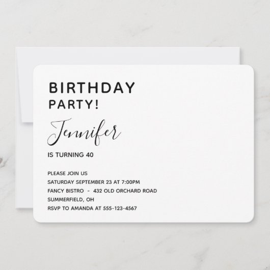 Invitation minimaliste d'anniversaire (Devant)