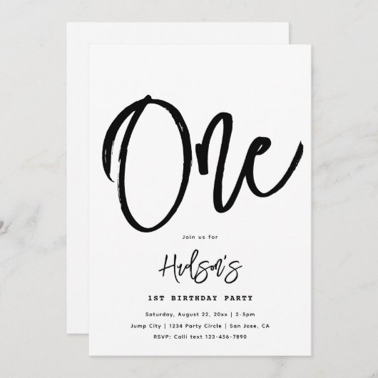 Invitation minimaliste d'anniversaire | Anniversai (Devant / Derrière)