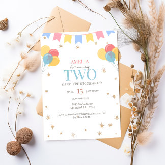 Invitation minimaliste de 2e anniversaire avec bal