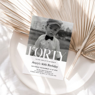 Invitation minimaliste de 40 ans pour hommes