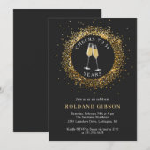 Invitation minimaliste de 50e anniversaire Black a (Devant / Derrière)