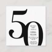 Invitation minimaliste de 50e anniversaire noir et (Devant)