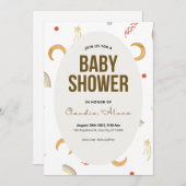 Invitation minimaliste de Baby shower gris (Devant / Derrière)