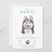 Invitation minimaliste de chien Husky | Pawty (Devant)