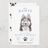 Invitation minimaliste de chien Husky | Pawty (Devant / Derrière)