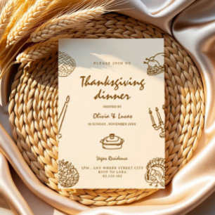 Invitation minimaliste de dîner de Thanksgiving av