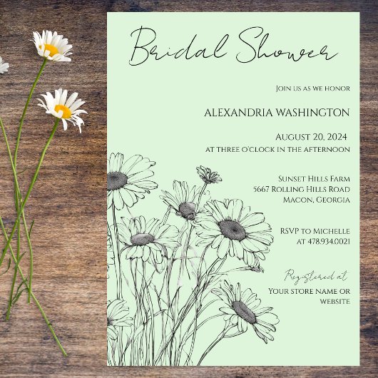 Invitation Minimaliste De Douche Nuptiale Daisy