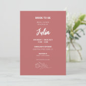 Invitation minimaliste de douche nuptiale rose (Debout devant)