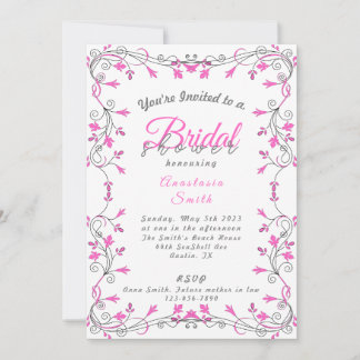 Invitation minimaliste de douche nuptiale rose et 