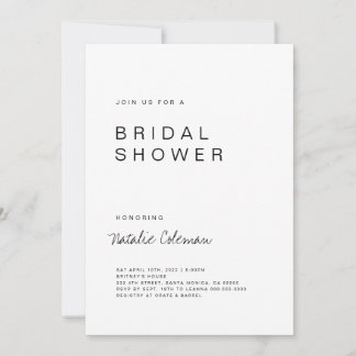 Invitation Minimaliste De Douche Nuptiale, Simple
